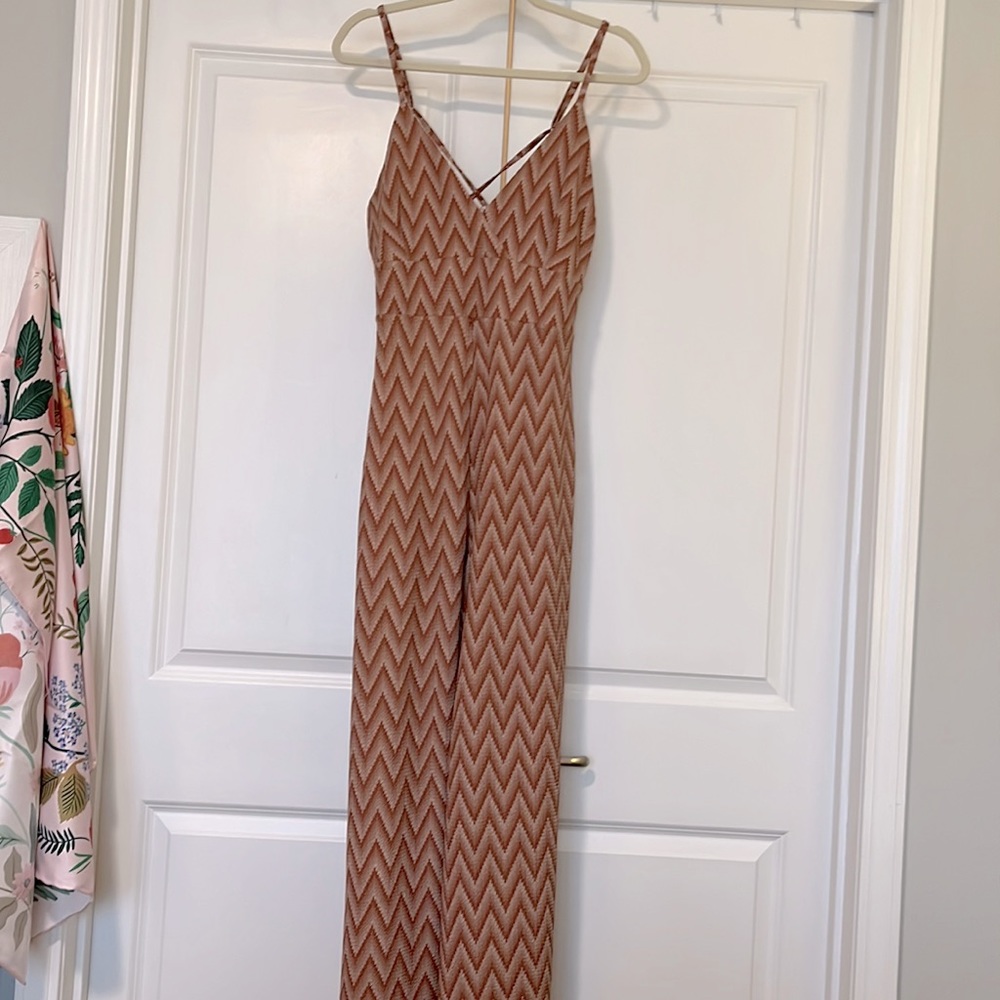 NWT 70s Vibe Wide Leg Strappy Back Jumpsuit